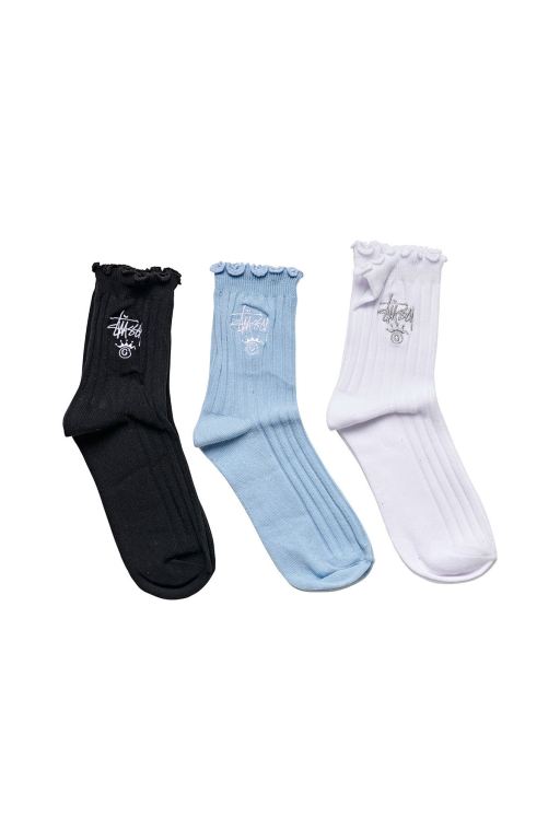 Stussy Mens Frill 3PK Socks Brown - XLKHW4970